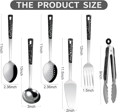 Stainless Steel Metal Serving Utensils - Set of Serving Spoons,Slotted Spoons, and Serving Tongs.serving fork,cake server - My Kitchen Products
