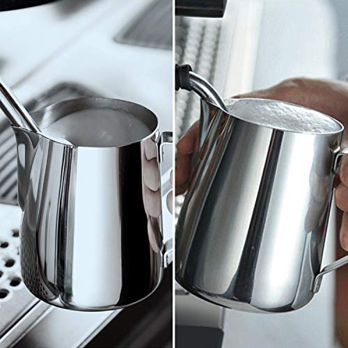 Stainless Steel Milk Frothing Pitcher Cappuccino Pitcher Pouring Jug Espresso Cup Creamer Cup for Latte Art, 20 Ounce (600 ML) - My Kitchen Products
