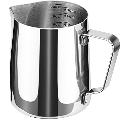 Stainless Steel Milk Frothing Pitcher Cappuccino Pitcher Pouring Jug Espresso Cup Creamer Cup for Latte Art, 20 Ounce (600 ML) - My Kitchen Products