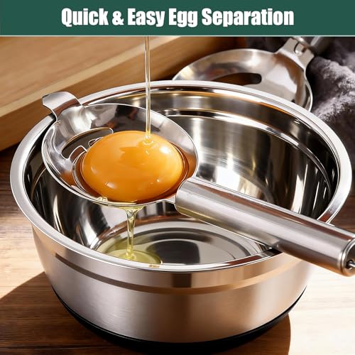 Stainless Steel Mixing Bowls Set with Lids & Silicone Base - 7-Piece Kitchen Gadgets Includes Colander, Grater, Egg Separator, Whisk - Nesting Bowls (1.5, 2, 2.5, 4.5 QT), Dishwasher Safe, Black - My Kitchen Products