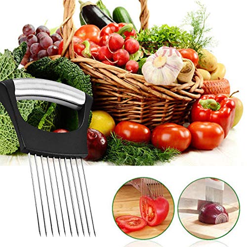 Stainless Steel Onion Holder for Slicing,Onion Slicer Holder,Onion Cutter for Slicing of Onions,Tomatoes,Avocados,Eggs and Other Vegetables,KItchen Utensils - My Kitchen Products
