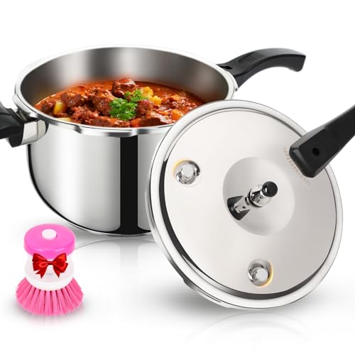 Stainless Steel Pressure Cooker 10 Quart, Induction Stove Top Pressure Cooker with Pressure Indicator Safeguard Devices, Compatible with Gas & Induction Cooker - My Kitchen Products