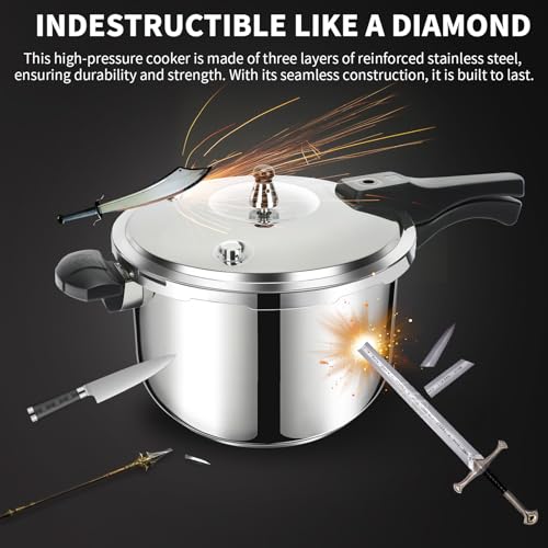 Stainless Steel Pressure Cooker 10 Quart, Induction Stove Top Pressure Cooker with Pressure Indicator Safeguard Devices, Compatible with Gas & Induction Cooker - My Kitchen Products