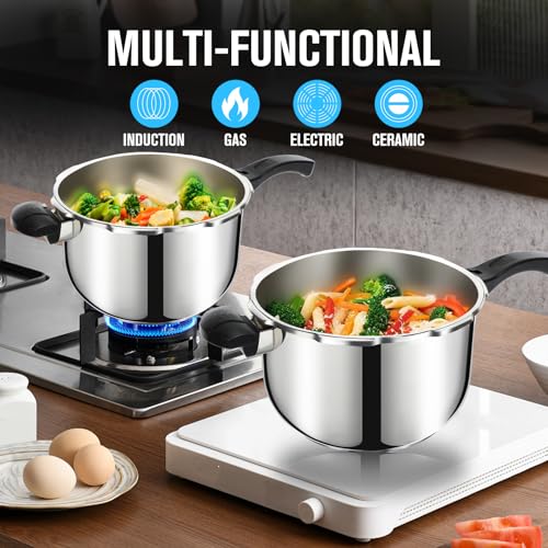 Stainless Steel Pressure Cooker 10 Quart, Induction Stove Top Pressure Cooker with Pressure Indicator Safeguard Devices, Compatible with Gas & Induction Cooker - My Kitchen Products