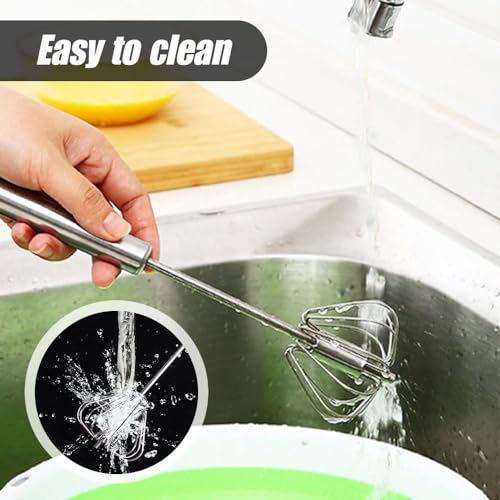 Stainless Steel Semi-Automatic Whisk, 2025 New Egg Whisk Hand Push Rotary Blender, Manual Mixer Stirrer Kitchen Tool for Blending, Whisking, Beating, Stirring (10in) - My Kitchen Products