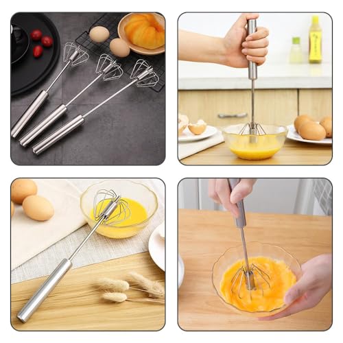 Stainless Steel Semi-Automatic Whisk, 2025 New Egg Whisk Hand Push Rotary Blender, Manual Mixer Stirrer Kitchen Tool for Blending, Whisking, Beating, Stirring (10in) - My Kitchen Products
