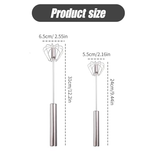 Stainless Steel Semi-Automatic Whisk, 2025 New Egg Whisk Hand Push Rotary Blender, Manual Mixer Stirrer Kitchen Tool for Blending, Whisking, Beating, Stirring (10in) - My Kitchen Products