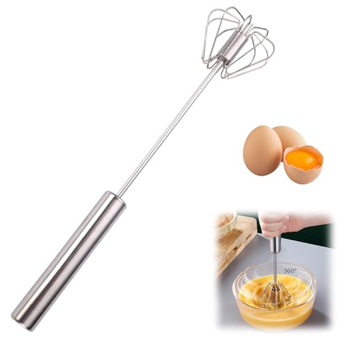 Stainless Steel Semi-Automatic Whisk, 2025 New Egg Whisk Hand Push Rotary Blender, Manual Mixer Stirrer Kitchen Tool for Blending, Whisking, Beating, Stirring (10in) - My Kitchen Products