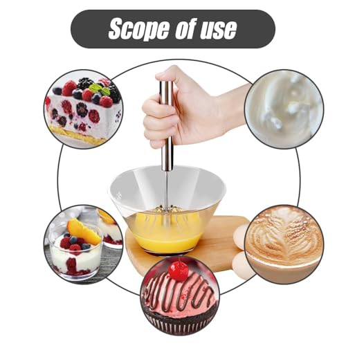Stainless Steel Semi-Automatic Whisk, 2025 New Egg Whisk Hand Push Rotary Blender, Manual Mixer Stirrer Kitchen Tool for Blending, Whisking, Beating, Stirring (10in) - My Kitchen Products