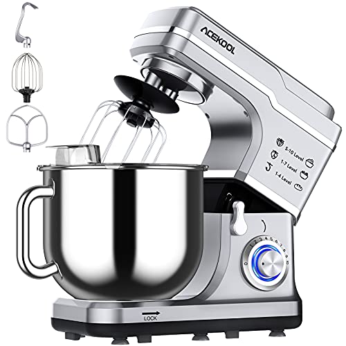 Stand Mixer 7.5QT 10-Speed 660W Tilt-Head Kitchen Electric Food Cake Mixer with Stainless Steel Bowl, Whisk, Dough Hook, Beater & Splash Guard, Silver - My Kitchen Products