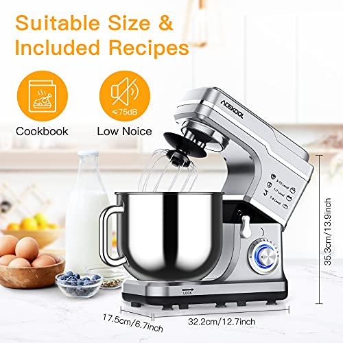 Stand Mixer 7.5QT 10-Speed 660W Tilt-Head Kitchen Electric Food Cake Mixer with Stainless Steel Bowl, Whisk, Dough Hook, Beater & Splash Guard, Silver - My Kitchen Products
