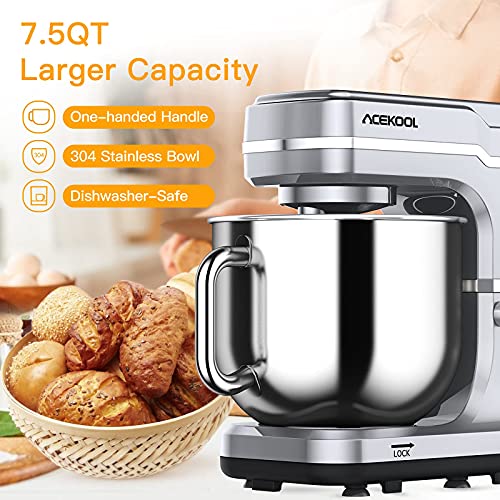 Stand Mixer 7.5QT 10-Speed 660W Tilt-Head Kitchen Electric Food Cake Mixer with Stainless Steel Bowl, Whisk, Dough Hook, Beater & Splash Guard, Silver - My Kitchen Products