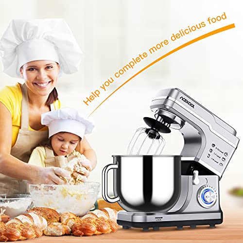 Stand Mixer 7.5QT 10-Speed 660W Tilt-Head Kitchen Electric Food Cake Mixer with Stainless Steel Bowl, Whisk, Dough Hook, Beater & Splash Guard, Silver - My Kitchen Products
