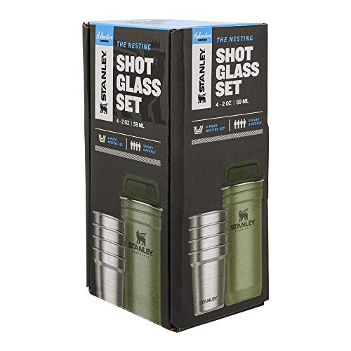 STANLEY Adventure Pre-Party Nesting Shot Glass Set | 4 Shot Glasses in Travel Carrying Case | Insulated Stainless Steel | BPA-Free | Hammertone Green - My Kitchen Products