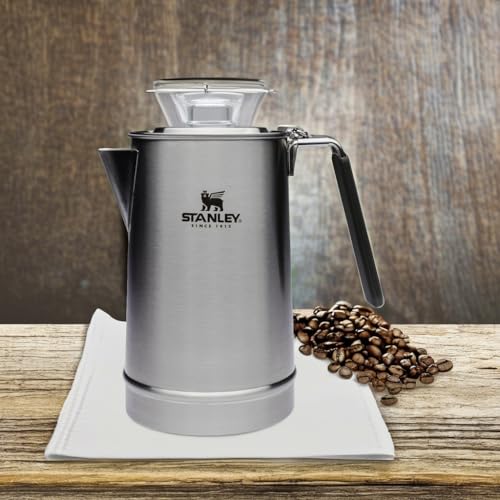 STANLEY Hold Tight Percolator Coffee Pot 1.1 qt | Stainless Steel 6 Cup Coffee Maker | Stove Top or Open Fire | Backpacking, Camping, Hiking Cookware | BPA-Free | Stainless Steel - My Kitchen Products