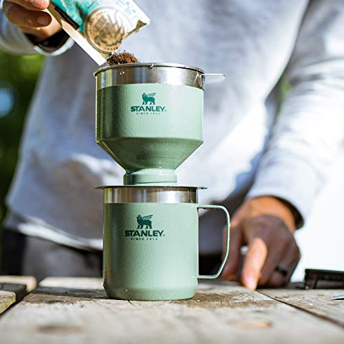 STANLEY Perfect Brew Pour Over Set | 12 oz Camp Mug with Lid Included | Drip Coffee Maker with Reusable Filter | Insulated Stainless Steel | BPA-Free | Hammertone Green - My Kitchen Products