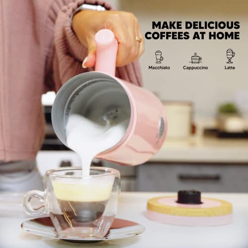 Starument Electric Milk Frother - Automatic Foamer & Heater for Coffee, Latte, Cappuccino, Other Creamy Drinks 4 Settings Cold Foam, Airy Dense Foam Warm Easy to Use, Pink, 8x4x5 inches (MS-MF) - My Kitchen Products