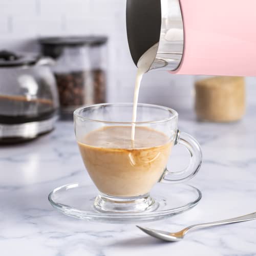 Starument Electric Milk Frother - Automatic Foamer & Heater for Coffee, Latte, Cappuccino, Other Creamy Drinks 4 Settings Cold Foam, Airy Dense Foam Warm Easy to Use, Pink, 8x4x5 inches (MS-MF) - My Kitchen Products
