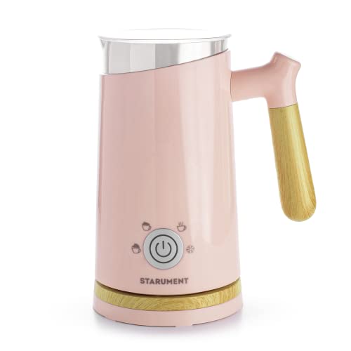 Starument Electric Milk Frother - Automatic Foamer & Heater for Coffee, Latte, Cappuccino, Other Creamy Drinks 4 Settings Cold Foam, Airy Dense Foam Warm Easy to Use, Pink, 8x4x5 inches (MS-MF) - My Kitchen Products