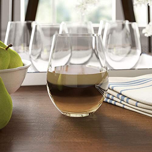 Stemless Wine Glass, Red & White 18oz Stemless Wine Glass Set of 6, Drink Glasses with Durable Chip Resistant Rim, Large Wine Glasses for Enhanced Aeration, Wine Accessories for Parties (18oz -6Pack) - My Kitchen Products
