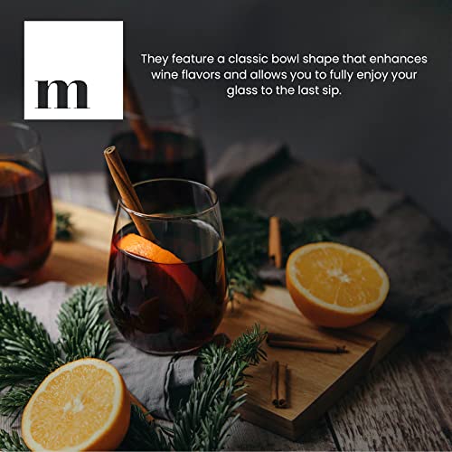 Stemless Wine Glass, Red & White 18oz Stemless Wine Glass Set of 6, Drink Glasses with Durable Chip Resistant Rim, Large Wine Glasses for Enhanced Aeration, Wine Accessories for Parties (18oz -6Pack) - My Kitchen Products