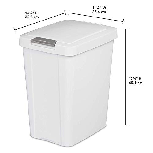 STERILITE 10438004 Touch Can, White, 7.5 Gallon - My Kitchen Products