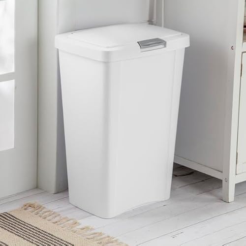 STERILITE 10458004 Touch Can, White, 13 Gallon - My Kitchen Products