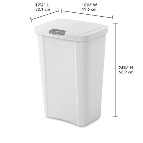 STERILITE 10458004 Touch Can, White, 13 Gallon - My Kitchen Products