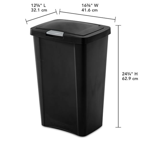 Sterilite 4 Pack Kitchen Trash Can - 13 Gallon TouchTop Wastebasket with Titanium Latch, Black - My Kitchen Products