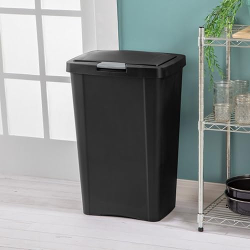 Sterilite 4 Pack Kitchen Trash Can - 13 Gallon TouchTop Wastebasket with Titanium Latch, Black - My Kitchen Products
