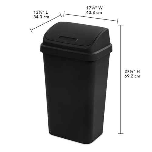 Sterilite 4-Pack Swing Top Wastebasket, Sleek Square Profile Trash Can, 13 Gallon, Black - Modern Garbage Bin for Kitchen, Bathroom, Garage and Workspace, Fits 13 Gal Liners - My Kitchen Products