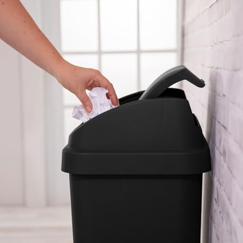 Sterilite 4-Pack Swing Top Wastebasket, Sleek Square Profile Trash Can, 13 Gallon, Black - Modern Garbage Bin for Kitchen, Bathroom, Garage and Workspace, Fits 13 Gal Liners - My Kitchen Products