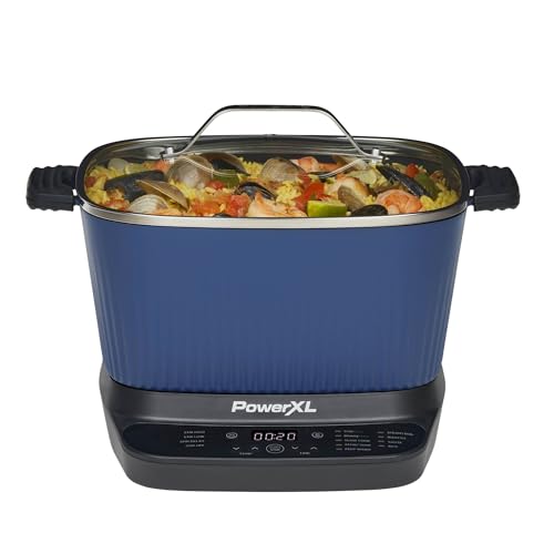 STIRMAX™ Midnight Blue 7.5 Quart Digital Multi-Cooker with Automatic Paddle to Stir and Shred, 9 in 1 programmable presets to Sauté, Sear, and Brown Food Before Simmering - My Kitchen Products