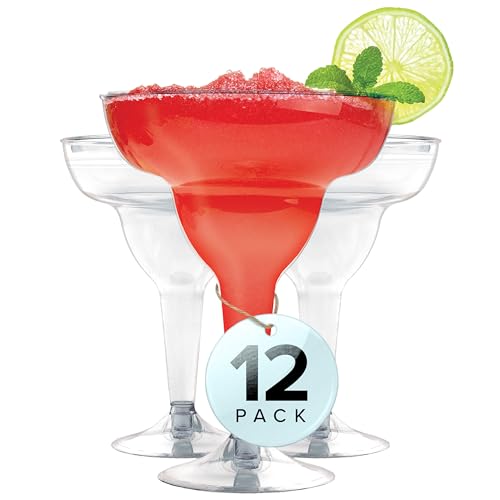 Stock Your Home Clear Plastic Margarita Glasses Disposable (Set of 12) Decorations for Cinco de Mayo Parties, Cocktail Cups for Tropical Party Supplies - Large 12 oz Hurricane Glasses - My Kitchen Products