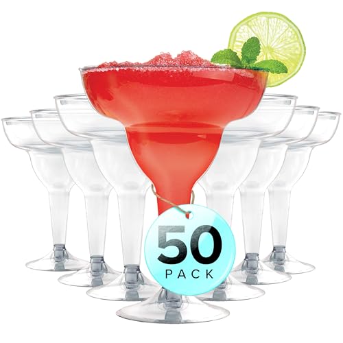 Stock Your Home Clear Plastic Margarita Glasses Disposable (Set of 50) Decorations for Cinco de Mayo