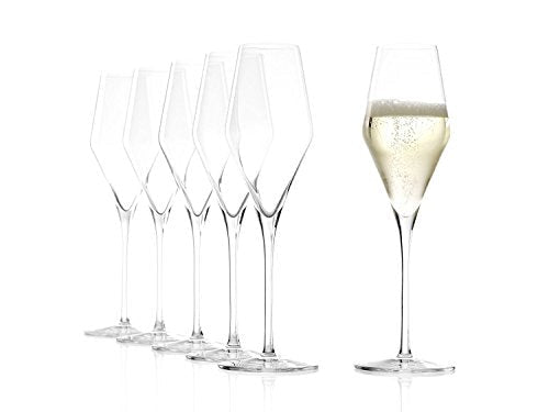 Stölzle Lausitz Champagne Glasses Quatrophil Set of 6, 9 3/4 oz, Champagne Flutes for Sparkling Wine &