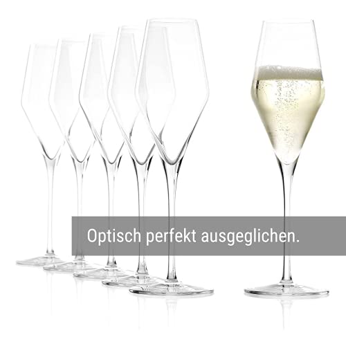 Stölzle Lausitz Champagne Glasses Quatrophil Set of 6, 9 3/4 oz – Champagne Flutes for Sparkling Wine & Prosecco – Crystal Glasses Made in Germany – Dishwasher & Shock Resistant - My Kitchen Products