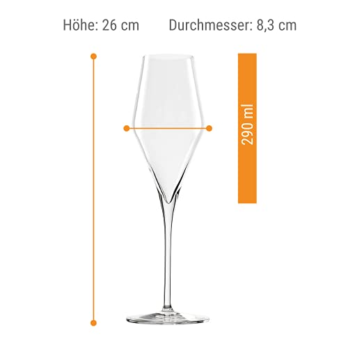 Stölzle Lausitz Champagne Glasses Quatrophil Set of 6, 9 3/4 oz – Champagne Flutes for Sparkling Wine & Prosecco – Crystal Glasses Made in Germany – Dishwasher & Shock Resistant - My Kitchen Products