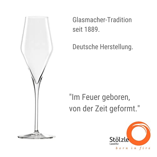 Stölzle Lausitz Champagne Glasses Quatrophil Set of 6, 9 3/4 oz – Champagne Flutes for Sparkling Wine & Prosecco – Crystal Glasses Made in Germany – Dishwasher & Shock Resistant - My Kitchen Products