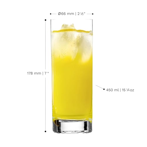 Stölzle Lausitz Crystal Highball Glasses Set of 6 (New York Bar). Dishwasher Safe High Ball Glasses (15.25fl oz). Shatter-Resistant Tall Drinking Glasses Set of 6 - Genuine Stölzle Glassware - My Kitchen Products