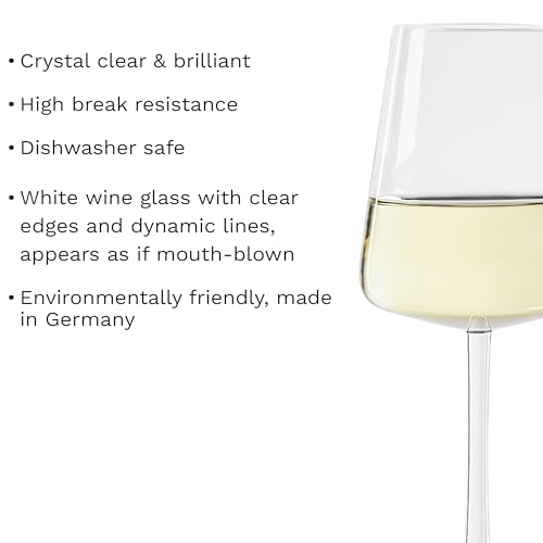 Stölzle Lausitz White Wine Glasses Power Set of 4, 13 1/2 oz – Modern Wine Glasses for Maximum Aroma Enhancement – Elegant Crystal White Wine Goblets – Dishwasher- & Shock-Resistant, Made in Germany - My Kitchen Products