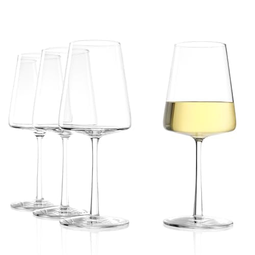 Stölzle Lausitz White Wine Glasses Power Set of 4, 13 1/2 oz, Modern Wine Glasses for Maximum Aroma