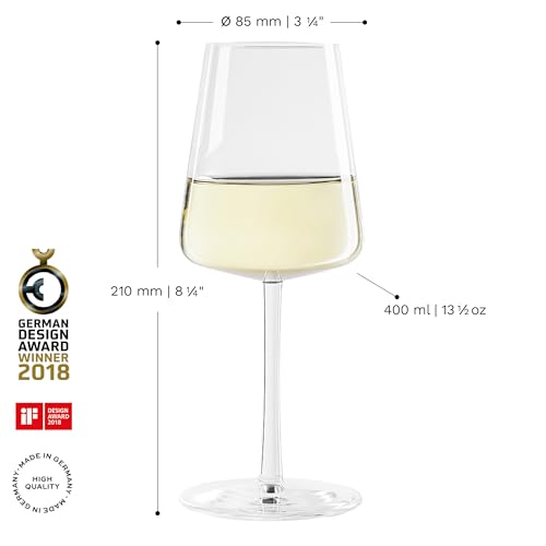 Stölzle Lausitz White Wine Glasses Power Set of 4, 13 1/2 oz – Modern Wine Glasses for Maximum Aroma Enhancement – Elegant Crystal White Wine Goblets – Dishwasher- & Shock-Resistant, Made in Germany - My Kitchen Products