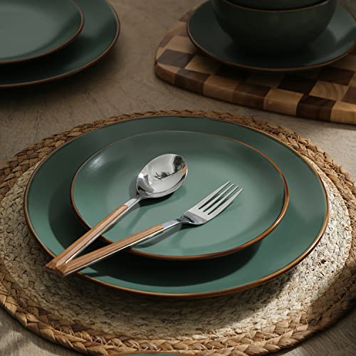 Stone Lain Brasa Modern Stoneware 16 Piece Dinnerware Sets, Plates and Bowls Sets, Dish Set for 4, Green - My Kitchen Products