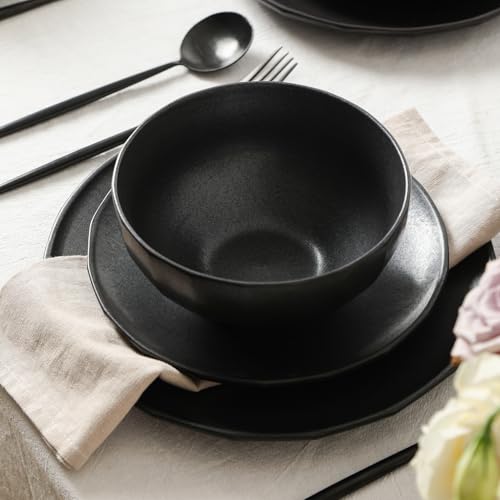 Stone Lain Rio 12-Piece Dinnerware Set Stoneware, Black - My Kitchen Products