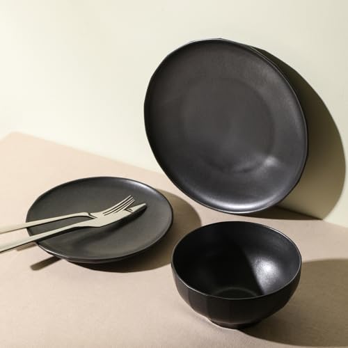 Stone Lain Rio 12-Piece Dinnerware Set Stoneware, Black - My Kitchen Products