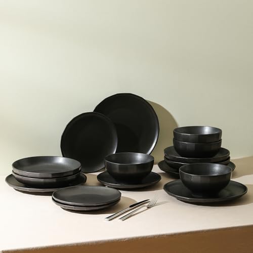 Stone Lain Rio 12-Piece Dinnerware Set Stoneware, Black - My Kitchen Products