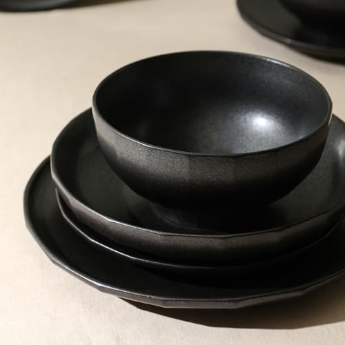 Stone Lain Rio 12-Piece Dinnerware Set Stoneware, Black - My Kitchen Products