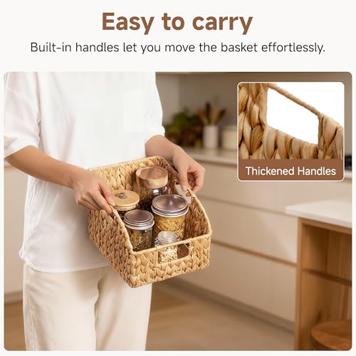 StorageWorks Pantry Baskets for Organizing, Wicker Basket with Built-in Handles, Handwoven Wicker Storage Baskets, Water Hyacinth for Shelves, 2 Pack - My Kitchen Products
