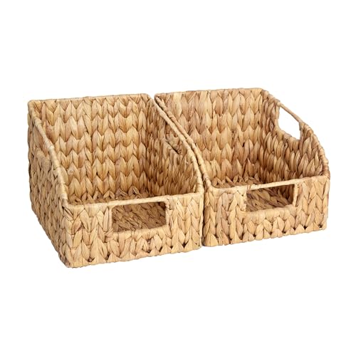 StorageWorks Pantry Baskets for Organizing, Wicker Basket with Built-in Handles, Handwoven Wicker Storage